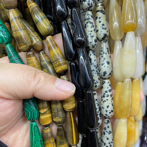 10*30mm de largo lágrima gota piedra Natural ágata Ojo de Tigre jaspe Jade cristal cuentas Lisas para DIY joyería hacer pendientes collar - Product Image 5