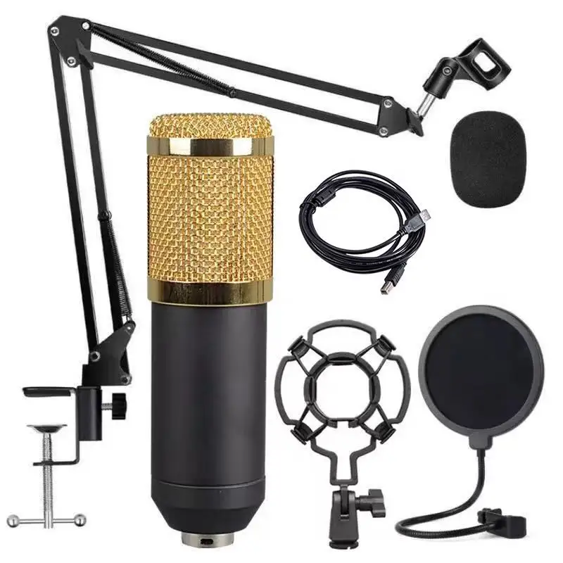 Microphone de bureau multi-angle réglable carte son V8 avec bm800 ensemble de microphones à condensateur pour enregistrement karaoké téléphone portable