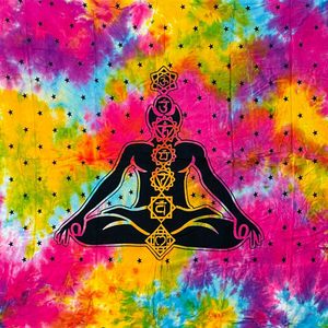 Tapiz Bohemio con Estampado Tie Dye, Arte de Pared Abstracto con Diseño de Yoga, Decoración de Interiores, Forma Rectangular, Estilo Boho - Product Image 1