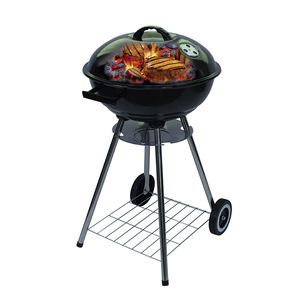 18-Inch Outdoor Charcoal <b>BBQ</b> Grill Portable Camping Grill With Wheels And Lid For Backyard Cooking - Product Image 3