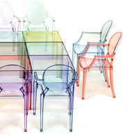 Maßgefertigtes Farbenfrohes Transparentes Farbverlauf-Set aus Umweltfreundlichem Acryl für Esszimmer und Kaffeebereich mit Tisch und Stühlen