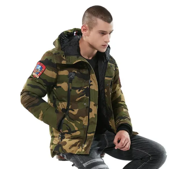 2021 Amazon men's cotton-padded jacket winter thick camouflage cotton-padded jacket European and American cotton-padded jacket