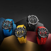 Montre automatique squelette de luxe pour homme, montre mécanique en acier inoxydable avec bracelet en silicone, montre de sport, mode et affaires