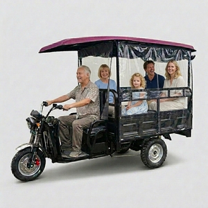 Long-Range 7-Person Tricycle with Weatherproof Roof, Open-Style <b>Covered</b> <b>Scooter</b> <b>for</b> Commuting Use - Product Image 3