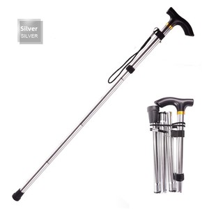 Bâton de marche télescopique pliable en alliage d'aluminium à cinq sections, longueur réglable, avec embout en caoutchouc, pour personnes âgées, voyages en extérieur - Product Image 6