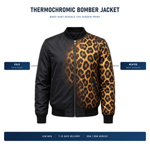 Blouson Bomber Thermochromique Unisexe Personnalisé Brodé Automne, Imprimé Léopard Caché Activé par la Chaleur Corporelle, Couleur Changeante, Style Pilote, OEM - Product Image 2