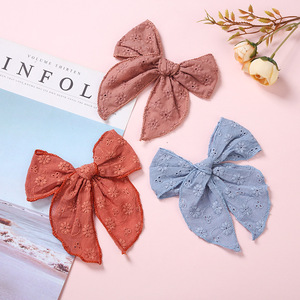 Pinces <span class=keywords><strong>à</strong></span> cheveux en coton et lin, faites <span class=keywords><strong>à</strong></span> la main, pour bébé fille, nœud papillon, grande taille, dentelle brodée, fleur, Clips pour cheveux de bébé - Product Image 6