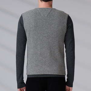 Custom Logo OEM ODM <b>Men</b> Autumn Office Business Cable <b>Knit</b> V-Neck Sweater Sleeveless Regular Fit Merino Wool Waistcoat - Product Image 6