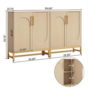 Aparador Buffet Convertible Sólido con Puertas y Almacenamiento para Sala de Estar, <span class=keywords><strong>Cocina</strong></span>, Entrada, Pasillo, Restaurante, Hotel OEM - Product Image 6