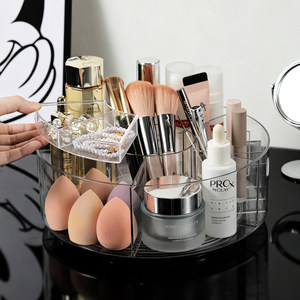 Rotating Cosmetic Storage Box Transparent Compartmentalized <b>Shelf</b> For Makeup Brushes Lipstick Eyeshadow <b>Desktop</b> Organizer - Product Image 3