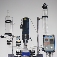 Sistema de elevación eléctrico para olla de reacción de vidrio de doble capa, inclinable y giratorio, 20L, automático, para procesamiento de materiales de alta viscosidad, PLC