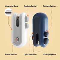 Handzame USB oplaadbare mini 2-in-1 draagbare warmte-voedselverzegelaar en plastic zakjes-sealmachine/snijder voor huishoudelijke voedselverpakkingen
