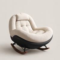 Fauteuil à bascule ergonomique en cuir anti-rayures résistant aux griffures de chat, avec base en cuir et structure en bois massif, pour la détente