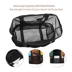 Sac de plage en filet réutilisable à grande capacité avec logo personnalisé pour les voyages, la natation et les accessoires de plage - Product Image 4