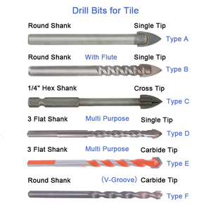 6 Pcs Round Shank Single Carbide Tip Glass and <strong>Tile</strong> <strong>Drill</strong> <strong>Bit</strong> <strong>Set</strong> - Product Image 3