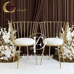TSFEIDAO Modern Gold Metal Hotel Chair White <b>Cushion</b> Open <b>Back</b> Tapered Leg Indoor Commercial Furniture - Product Image 3