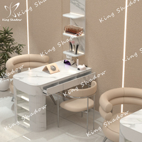 Haute qualité beauté ongles Tables tiroirs étagères verre personnalisé Salon meubles maquillage Dressing Station ongles manucure Table
