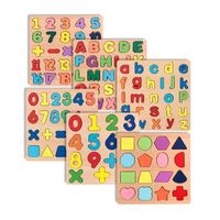 Rompecabezas de Madera con Letras y Números del Alfabeto, Montessori 3D, Juguete Educativo para el Reconocimiento de Formas, Venta al Por Mayor
