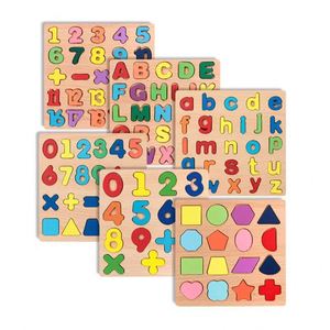 Rompecabezas de Madera con Letras y Números del Alfabeto, Montessori 3D, Juguete Educativo para el Reconocimiento de Formas, Venta al Por Mayor - Product Image 1