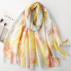 Ink Gradient Color Blocking Polyester Scarf Chinese Style Versatile Commuting Sun-protective Gold-embossed Lightweight Shawl - Product Image 5