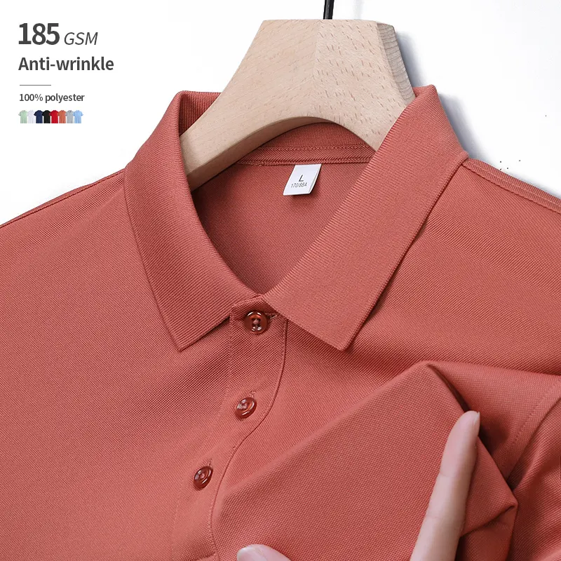 185 जीएसएम एंटी-रिंकल 100% पॉलिएस्टर कस्टम थोक गोल्फ शर्ट्स पुरुषों के कपड़े पोलो टी शर्ट शर्ट्स पुरुषों के लिए पोलो