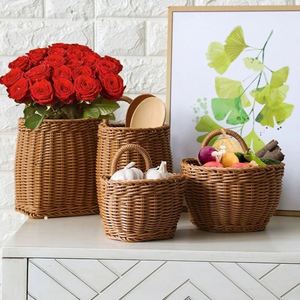 Thêm lớn wicker cản trở với nắp có thể tháo rời dây giỏ nuôi 3 Tier treo tường giỏ thiên nhiên mây thương mại tre sử dụng - Product Image 3