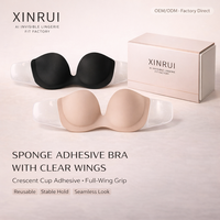 XINRUI Soutien-gorge adhésif sans bretelles, respirant, invisible, sexy, push-up, dos élégant, antidérapant, pour robe de mariée