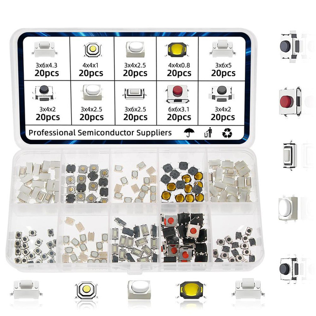 100/200pcs Tactile Push Button Switch Car Remote Control Touch Microswitch