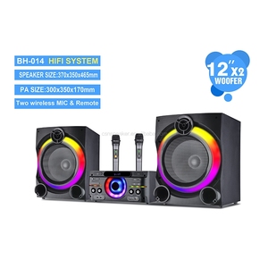 Sistem <span class=keywords><strong>Speaker</strong></span> Karaoke Keluarga BH-014 Dua Mikrofon Lampu LED RGB Pesta Bass Berat Amplifier Bluetooth Hiburan Rumah - Product Image 6