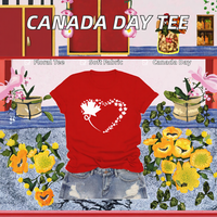 LuxLass Canada Kaos Wanita Lucu Berkerah Bulat Lengan Pendek Pola Bunga - Atasan Kaos Hadiah Daun Maple