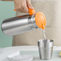 Thermos en acier inoxydable de style coréen, design moderne, 1,3 L, avec poignée latérale en PP, pour thé, eau froide, jus, utilisation à domicile ou au restaurant