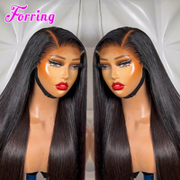 Wig Rambut Asli India 13x6 Raw Lace Frontal, Wig Full Lace Front HD Tanpa Lem, Wig Lurus Brasil Deep Wave untuk Wanita Kulit Hitam
