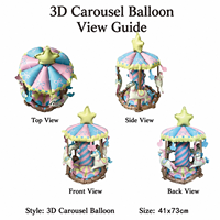 Ballon en aluminium 3D carrousel en gros, ballon Mylar mignon en forme de manège pour la décoration de table et de fond de fête d'anniversaire pour enfants CPC/CE