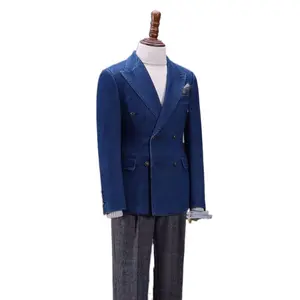 Çin'de yapılan klasik erkekler slim fit düğün takımları ısmarlama yün erkek blazer takım elbise iş