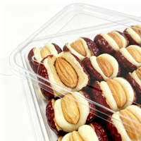 Emballages personnalisés, sûrs, jetables, recyclables, transparents, en plastique PET, pour biscuits, gâteaux, pain, pâtisseries, noix, emballages alimentaires avec couvercles