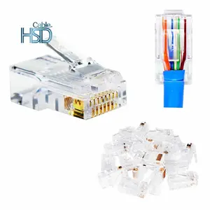 באיכות גבוהה cat5 cat6 Arched rj45 מחבר מחבר מחבר מחבר unshuned rj45 מחבר cat6 panduit cat6 תיקון 2 כבל