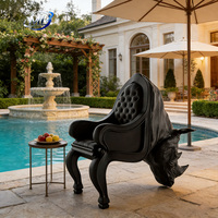 Canapé de luxe en FRP durable en forme de rhinocéros, chaise sculpturale artistique moderne pour salon, villas, hôtels, bureaux, places publiques et télétravail