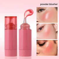 Tube de blush liquide végétalien à bouton-poussoir pour marque privée, 6 teintes, blush multi-usages et teinte à lèvres, logo personnalisé, cosmétiques
