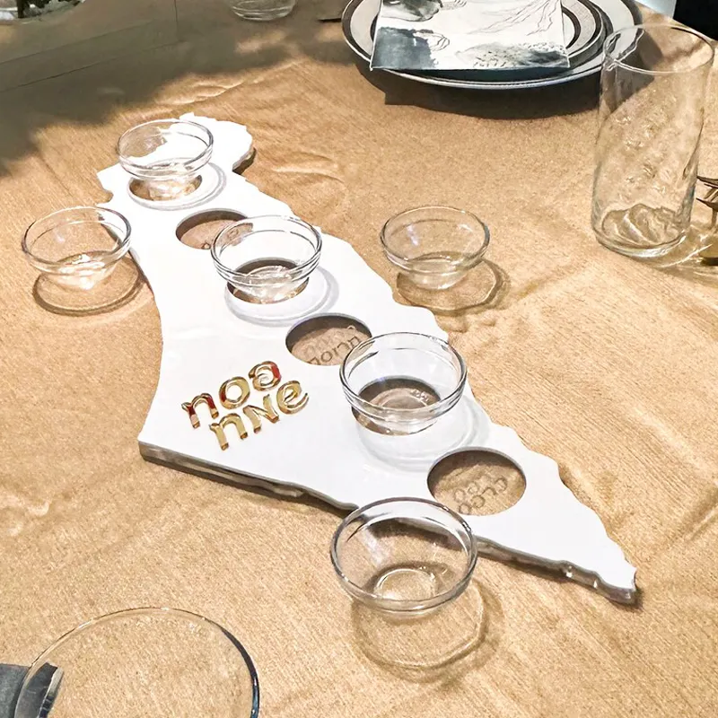 Judaica hediye özel şekil İsrail ssoh yeni Seder plaka akrilik Pesach Seder tepsi için Seder masa süsü