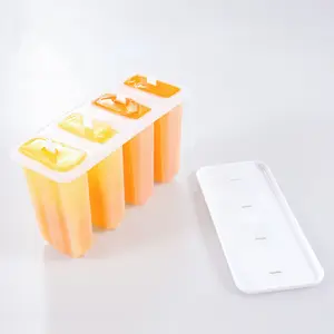 Glacière d'été en gros DIY Accueil Popsicle Moule en plastique personnalisé 4 cavités Moule à crème glacée Moule à glaçons fait maison