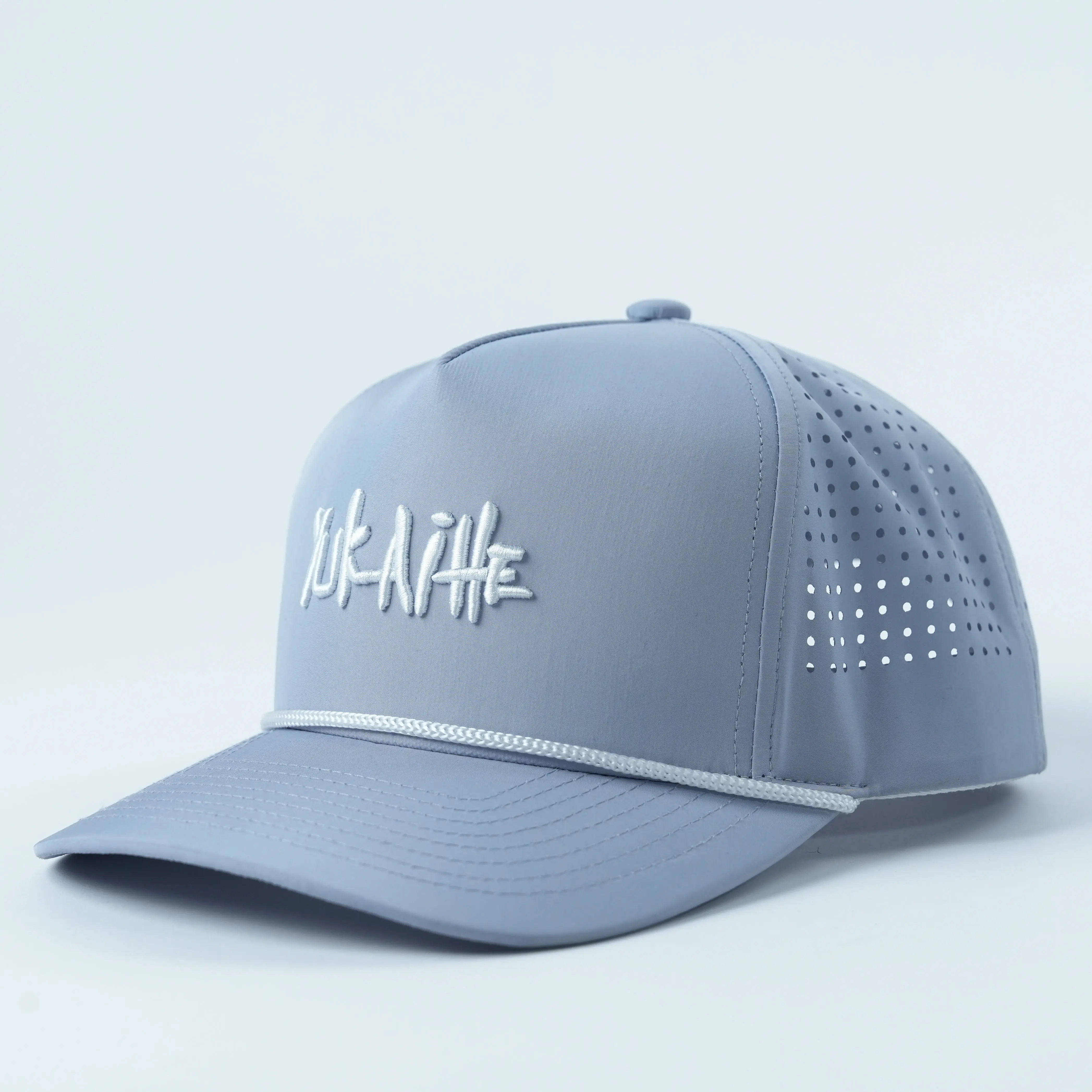 Casquette de camionneur en nylon personnalisée, casquette personnalisée avec logo brodé 3D et corde