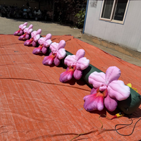 Décorations de scène comprenant des guirlandes de fleurs gonflables et des petites vignes de fleurs gonflables roses