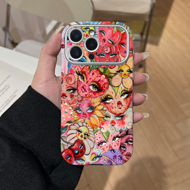 High Quality Colorful Phone Case Waterproof Strawberry Kitten Pattern TPU Phone Case for iPhone 17