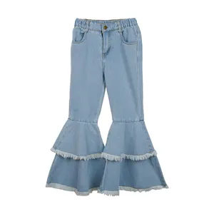 Fashion Pants Girls Bell Bottom Pants Jeans Kids Casual Trousers Children's Clothes 8-12 Years