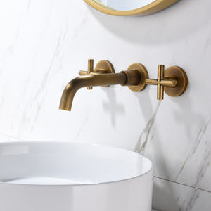 Grifo de lavabo para baño, montado en la pared, estilo arcaico, acabado dorado, salida única, diseño elegante para uso en el baño - Product Image 6