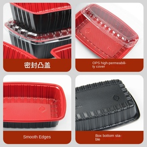 Boîte à lunch jetable de qualité supérieure 900 ml (26 oz) épaissie, de qualité alimentaire, rouge et noire, pour sandwichs, salades et pains, idéale pour la vente à emporter transfrontalière - Product Image 3