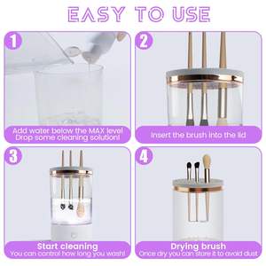 Limpiador de Brochas de Maquillaje Portátil Automático con Carga USB, Máquina Eléctrica para Limpiar Brochas de Maquillaje con Tapete de Limpieza - Product Image 4