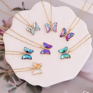 Free samples New Personality Fashion Clavicle Chain Necklace Gradient Butterfly Pendant Necklace Women