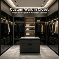 Système de dressing sur mesure de luxe moderne pour vêtements, en aggloméré, avec organisateur de rangement