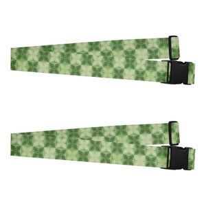 Paquete de 2 Correas de Equipaje de Viaje con Estampado Personalizado de Ulu Verde Hawaiano, Ajustables, Duraderas, con Cierre de Contraseña y Hebilla - Product Image 3
